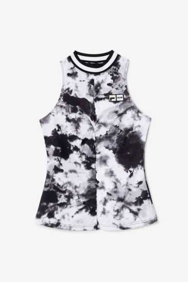 Fila Femme Msgm X Fila Raceback Tank 001 Noir Tie Dye Fila France VWO-801725